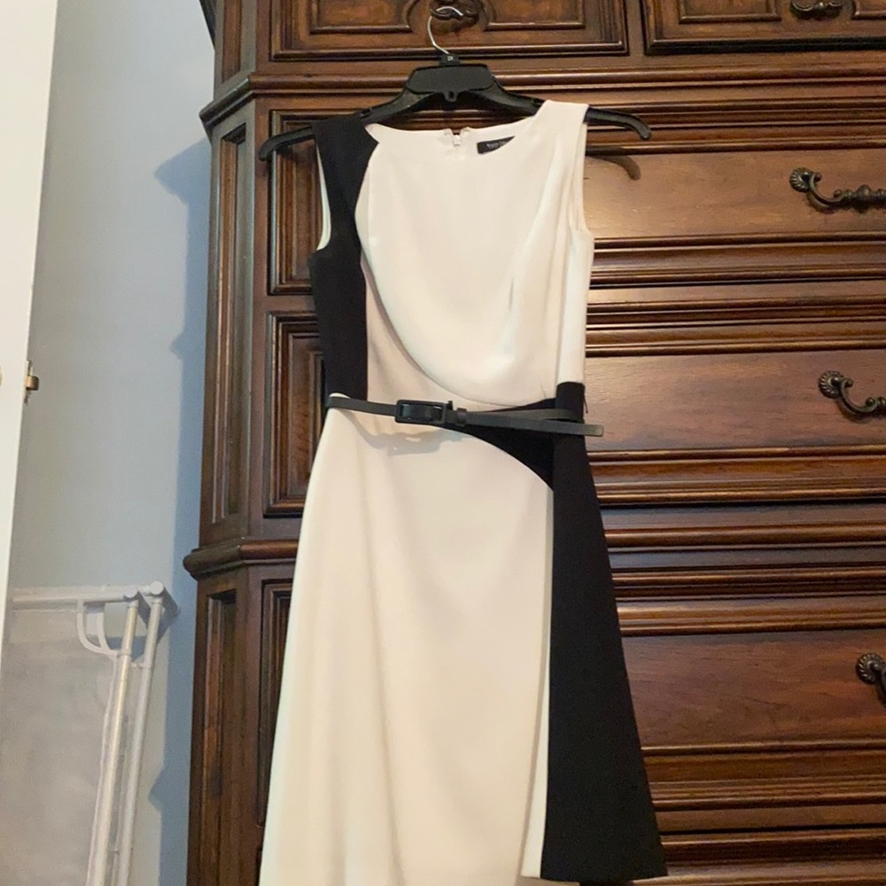 Black, white and tan block sundress